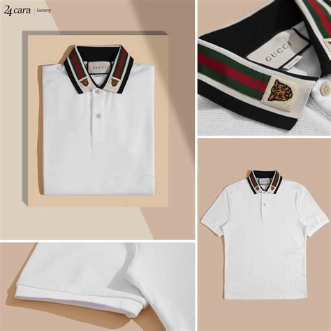 gucci cotton polo with web and feline head|Gucci Livermore Outlet.